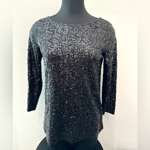 J.CREW | Black Sequin Sparkle Party Top | Size Small - Picture 2 of 7